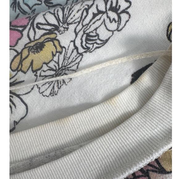 Free People Go On Floral Pastel Oversized Pullover Sweatshirt Size L - Picture 11 of 11